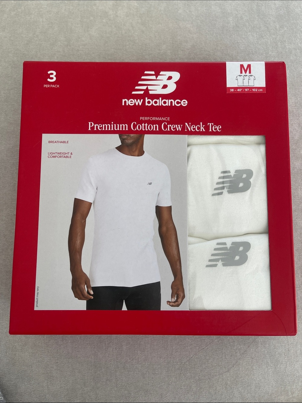 ❤️NEW!!!❤️ New Balance Men’s Premium White Cotton Crew Neck Tee - 3 Pack
